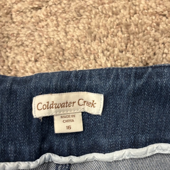 Coldwater Creek knit stretch straight denim pull on jeans size 16 blue pockets - Picture 2 of 7